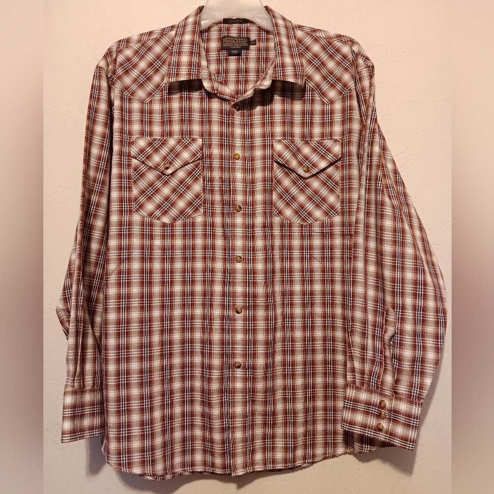 Pendleton Frontier Men Shirts Plaid SzXXL Classic Snap Button Dawn Westernwear